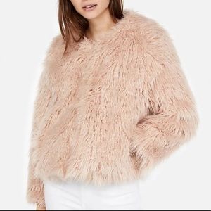 Express Faux Fur Light Pink Coat